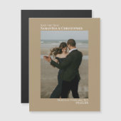 Minimal Save the Date Vertikales Foto Tan Magnet (Vorne/Hinten)