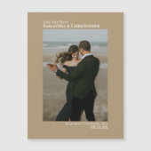Minimal Save the Date Vertikales Foto Tan Magnet (Vorderseite)