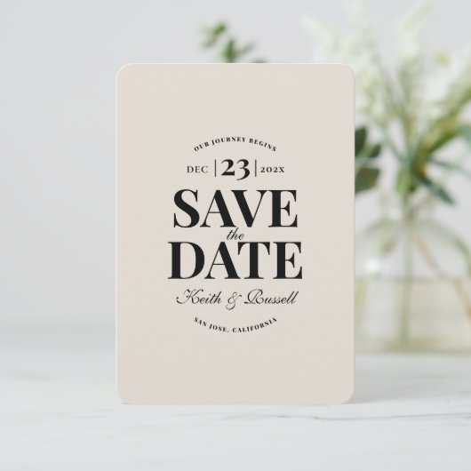 Minimal Save the Date Wedding Sand Einladung (Stehend Vorderseite)