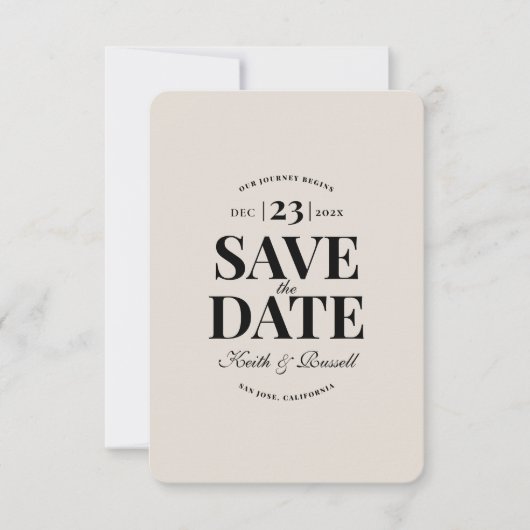 Minimal Save the Date Wedding Sand Einladung (Vorderseite)