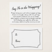 Minimal Say No to Wrapping Baby Shower Geschenkkar (Vorne & Hinten)