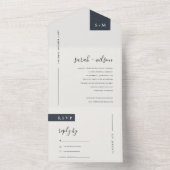 MINIMAL SCANDI BLACK & WHITE MONOGRAM WEDD ALL IN ONE EINLADUNG (Innen Boden)