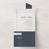MINIMAL SCANDI BLACK & WHITE MONOGRAM WEDD ALL IN ONE EINLADUNG (Innen Boden)