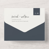 MINIMAL SCANDI BLACK & WHITE MONOGRAM WEDD ALL IN ONE EINLADUNG (Rückseite)