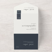 MINIMAL SCANDI BLACK & WHITE MONOGRAM WEDD ALL IN ONE EINLADUNG (Außenbereich)