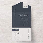 MINIMAL SCANDI BLACK & WHITE MONOGRAM WEDD ALL IN ONE EINLADUNG (Innen Boden)