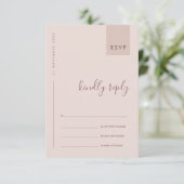 MINIMAL SCANDI BLUSH PINK TYPOGRAPHY WEDY RSVP BEGLEITKARTE (Stehend Vorderseite)
