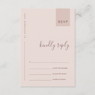 MINIMAL SCANDI BLUSH PINK TYPOGRAPHY WEDY RSVP BEGLEITKARTE