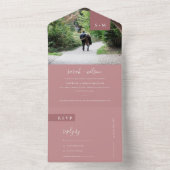 MINIMAL SCANDI DUSKY BLUSH ROSE PINK WEDD FOTO ALL IN ONE EINLADUNG (Innen Boden)