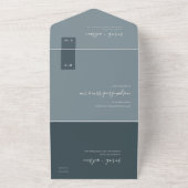 MINIMAL SCANDI DUSKY GRAU BLUE MONOGRAM WEDD ALL IN ONE EINLADUNG (Außenbereich)