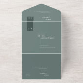 MINIMAL SCANDI EMERALD SAGE PALE GREEN WEDING ALL IN ONE EINLADUNG (Außenbereich)