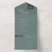 MINIMAL SCANDI EMERALD SAGE PALE GREEN WEDING ALL IN ONE EINLADUNG (Innen Boden)