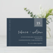 MINIMAL SCANDI MODERN NAVY BLUE GRAY TYPOGRAPHIE SAVE THE DATE (Stehend Vorderseite)