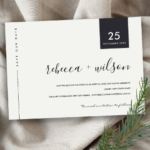 MINIMAL SCANDI MODREN, SCHWARZ UND WEISS SAVE THE DATE