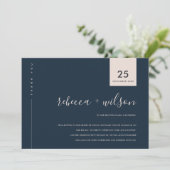 MINIMAL SCANDI NAVY PINK BLUSH TYPOGRAPHY WEDD DANKESKARTE (Stehend Vorderseite)