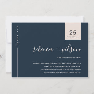 MINIMAL SCANDI NAVY PINK BLUSH TYPOGRAPHY WEDD DANKESKARTE