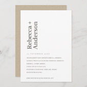 MINIMAL SCANDI PBLACK & WHITE VERLOBUNG EINLADEN DANKESKARTE (Vorne/Hinten)