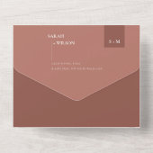 MINIMAL SCANDI RUST TERRACOTTA MONOGRAMM WEDD ALL IN ONE EINLADUNG (Rückseite)