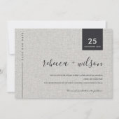 MINIMAL SCANDI RUSTIC GRAY LINEN KRAFT TYPOGRAPHIE SAVE THE DATE (Vorderseite)