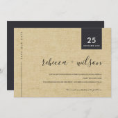 MINIMAL SCANDI RUSTIC OCHER LINEN KRAFT TYPOGRAPHI SAVE THE DATE (Vorne/Hinten)