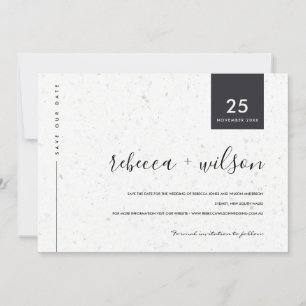 MINIMAL SCANDI RUSTISCHE TERRAZZO-TEXTURE-TYPOGRAP SAVE THE DATE