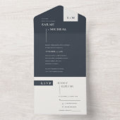 MINIMAL SCANDI SCHWARZ-WEISS MONOGRAM WEDING ALL I IN ONE EINLADUNG (Innen Boden)