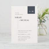 MINIMAL SCANDI SCHWARZ-WEISS MONOGRAM WEDING INVIT DANKESKARTE (Stehend Vorderseite)