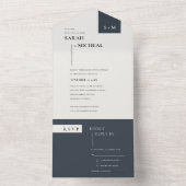 MINIMAL SCANDI SCHWARZ-WEISS MONOGRAMM WEDD ALL IN ONE EINLADUNG (Innen Boden)