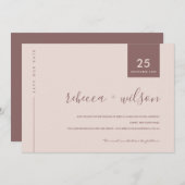 MINIMAL SCANDI SOFT BLUSH PEACH PINK TYPOGRAPHIE SAVE THE DATE (Vorne/Hinten)