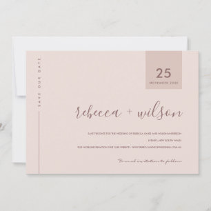 MINIMAL SCANDI SOFT BLUSH PEACH PINK TYPOGRAPHIE SAVE THE DATE
