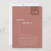 MINIMAL SCANDI TERRACOTTA RUST MONOGRAM WEDD DANKESKARTE (Vorderseite)