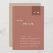 MINIMAL SCANDI TERRACOTTA RUST MONOGRAM WEDD DANKESKARTE (Vorne/Hinten)