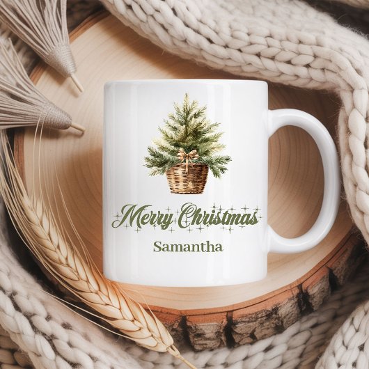 Minimal Scandinavian neutral art custom name Xmas Kaffeetasse