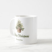 Minimal Scandinavian neutral art custom name Xmas Kaffeetasse (Vorderseite Links)
