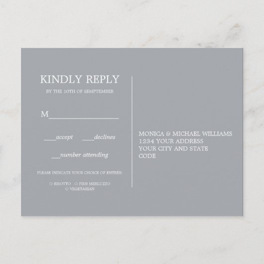 Minimal schick dunkelblau | RSVP-EHRENWAHL Einladungspostkarte (Rückseite)