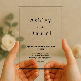 Minimal schick Schwarz und Weiß Elegante Hochzeit Acryleinladungen