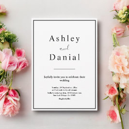 Minimal schick Schwarz und Weiß Elegante Hochzeit Einladung