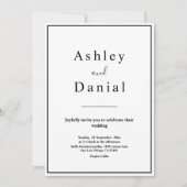 Minimal schick Schwarz und Weiß Elegante Hochzeit Einladung (Vorderseite)