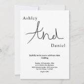 Minimal schick Schwarz und Weiß Elegante Hochzeit Einladung (Vorderseite)