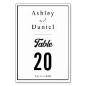 Minimal schick Schwarz und Weiß Elegante Hochzeit Tischnummer (Rückseite)