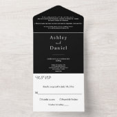 Minimal schick Schwarz und Weiß feierliche Hochzei All In One Einladung (Innen Boden)