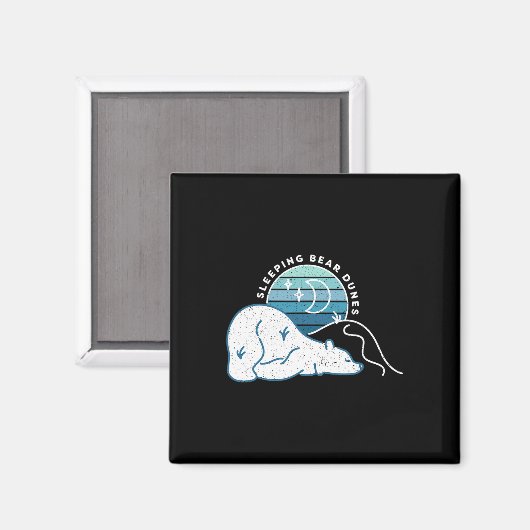 Minimal Schlafbärenduschen Retro Sunset Michigan Magnet (Vorderseite/Rückseite)