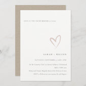 Minimal schlicht Blush Herzabend vor Einladung (Vorne/Hinten)