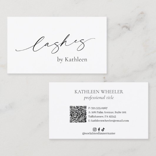 Minimal schlicht Elegant Lashes Visitenkarte (Vorne/Hinten)