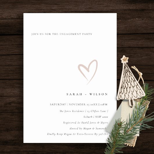 Minimal schlicht rosa Herzstück Verlobung einladen Dankeskarte