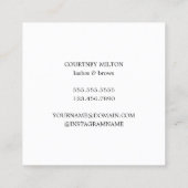 Minimal schlicht Schwarz-weiße Lashes Quadratische Visitenkarte (Rückseite)