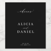 Minimal schlichte, schwarze Hochzeitsjubeln Weinetikett (Einzelnes Label)