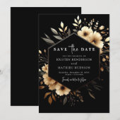 Minimal schöne Hochzeit mit Gold und Black Save The Date (Vorne/Hinten)