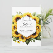 Minimal schöne Sonnenblumenhochzeit Save The Date (Stehend Vorderseite)