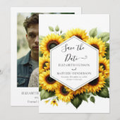Minimal schöne Sonnenblumenhochzeit Save The Date (Vorne/Hinten)